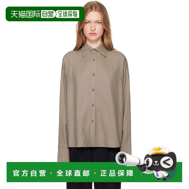 1h可退 潮奢 Carven 卡纷 女士 灰褐色衬衫 6242K2107501真丝