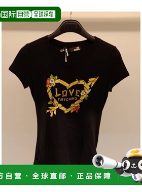 1h可退 MOSCHINO 女士T恤 W4B1930E1698C74 AW2024 黑色 图案印花