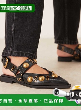 1h可退 潮奢 ASOS 女士 Luxor 设计铆钉玛丽珍芭蕾舞鞋(黑色)