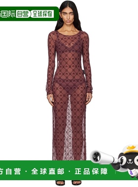 1h可退 潮奢 Marine Serre 女士 酒红色 Moonogram Mesh Flock 连