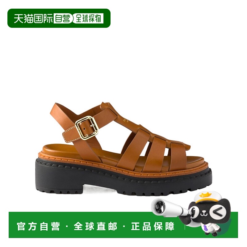 1h可退 PRADA 女士凉鞋 1X923N7V6F055F0R1R SS2025 棕色 圆头平