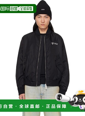 1h可退 潮奢 Off-white 男士 黑色 Script Varsity 飞行员夹克 OM