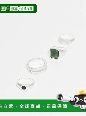 1h可退 潮奢 ASOS 男士 moss and ss 设计4件套粗框风格半宝石黑