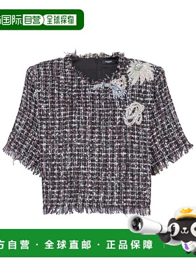 BALMAIN 女士T恤 DF1EE110PC45EAH AW2024 黑色 TOP短袖