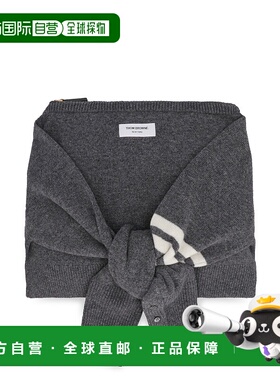 1h可退 潮奢 Thom Browne 汤姆 布朗 女士 MELANGE 灰色羊毛手包