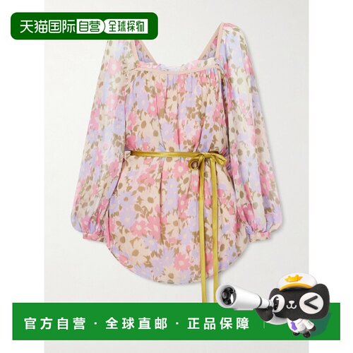 valentino 华伦天奴 女士 束带印花真丝乔其纱衫 9B3AEC25ADD