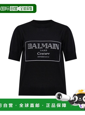 BALMAIN 女士T恤 EF1KA115KH87EAB CO 黑色 Printed Knit T-Shirt