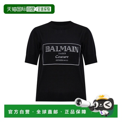 BALMAIN 女士T恤 EF1KA115KH87EAB CO 黑色 Printed Knit T-Shirt