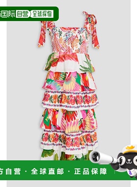 1h可退 潮奢 FARM RIO 女士 荷叶边印花瑞士圆点棉质中长连衣裙 2