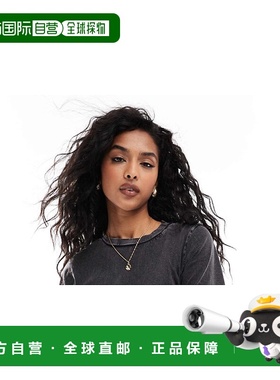 1h可退 潮奢 object 女士 褶皱侧边迷你水洗灰色T恤式连衣裙