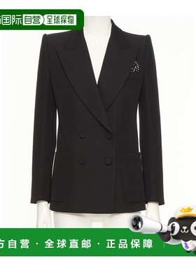 VALENTINO 女士西服 BCE46097W0NO SS2025 黑色 翻领长袖西装外套