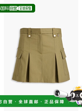 1h可退 潮奢 Maje 女士 褶裥棉混纺斜纹布迷你半身裙 MFPJU01256K