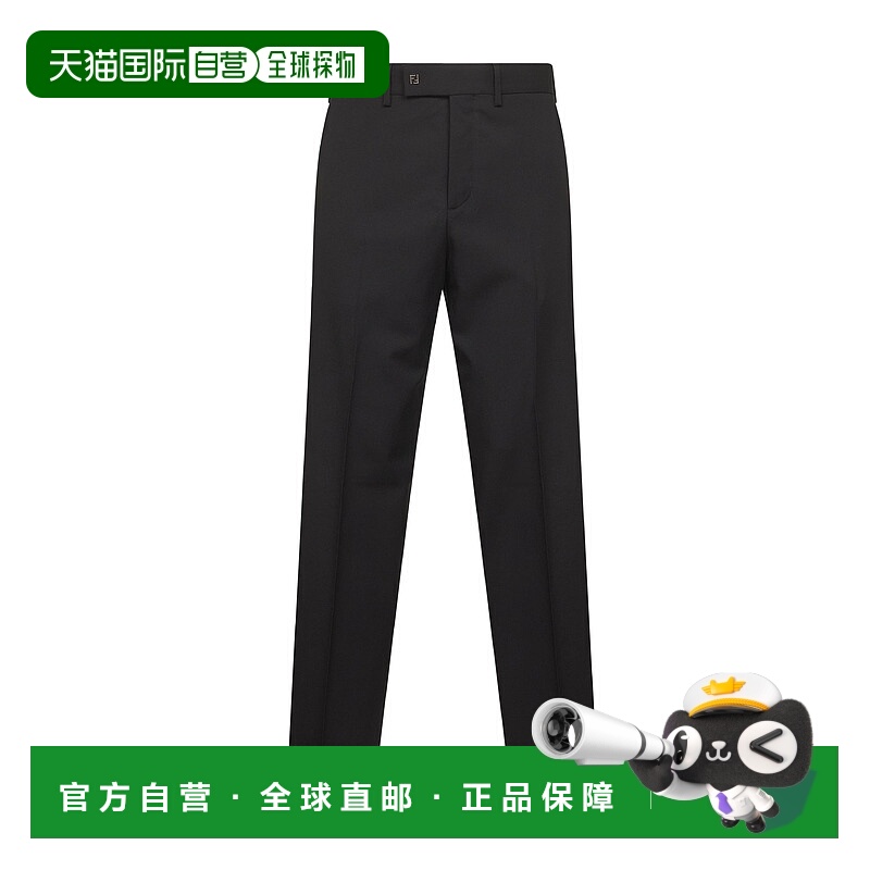 1h可退 FENDI 男士休闲裤 FB1089AU60F0QA1 AW2025 黑色 LOOK 58