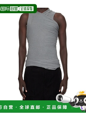 RICK OWENS 男士背心 RU02E1159JR06 AW2025 灰色 交叉 V 领针织