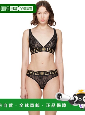 1h可退 潮奢 versace 范思哲 女士 黑色 Greca Border Lace 文胸