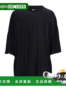 RICK OWENS 男士T恤 RU02E1283UC09 AW2025 黑色 圆领短袖T恤