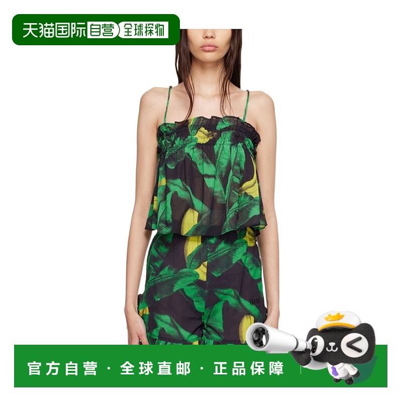 GANNI 女士衬衫 F7203751 AW2022 黑色 图案印花吊带