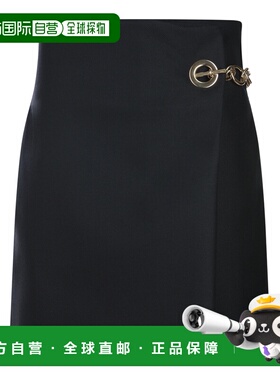 1h可退 潮奢 Celine 思琳 女士 黑色羊毛混纺迷你半身裙 RJ07Y523