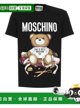 MOSCHINO 男士T恤 071252411555-0 AW2023 黑色 Contrast Print T