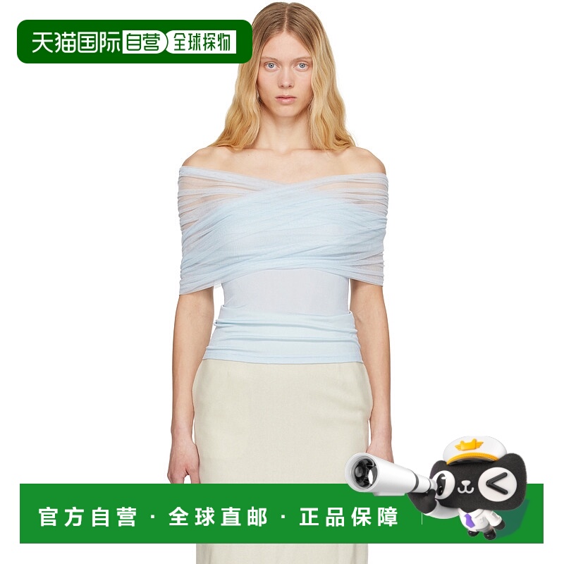 1h可退 潮奢 Tom Ford 汤姆 福特 女士 蓝色 Crossed Tulle 上装