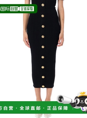 BALMAIN 女士半身裙 FF1LD066KI500PA AW2025 黑色包臀裙针织裙