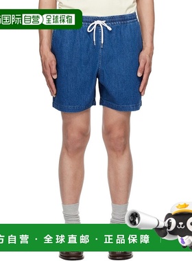 1h可退 潮奢 Drake's 男士 蓝色 Cotton Drawstring 牛仔短裤 DR2