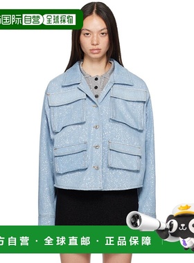 1h可退 潮奢 Msgm 女士 蓝色喷漆牛仔衬衫 3741MDE230L2477上衣