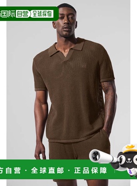 alo yoga 纯色V领镂空宽松短袖针织衫 男款m1229r