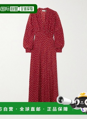 1h可退 潮奢 RIXO 女士 Emory 波尔卡圆点真丝双绉长款连衣裙 010