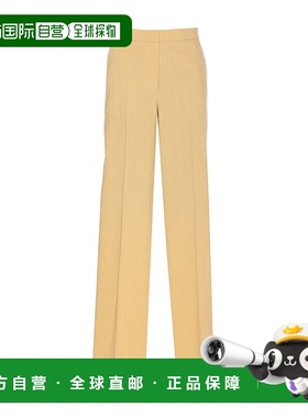 PINKO 女士休闲裤 104929A0IMC23 SS2025 浅棕色 褶皱长裤阔腿裤