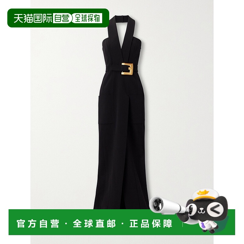 1h可退 潮奢 Balmain 巴尔曼 女士 束带拼接绉纱挂脖礼服 GF1RP90