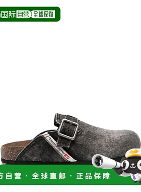 DIESEL 男士拖鞋 Y03375P3997T8013 AW2024 黑色 徽标休闲鞋