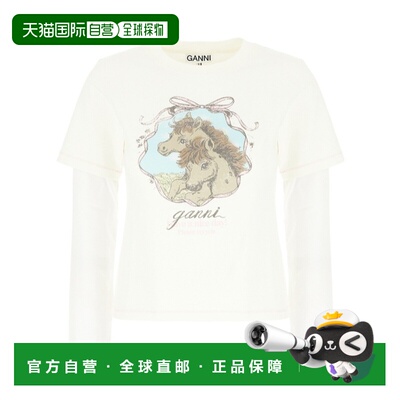 GANNI 女士T恤 A1050214135 AW2026 白色 Heavy stretch cotton l