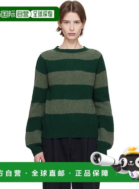 1h可退 潮奢 YMC 女士 独家发售绿色 Jets Stripe 毛衣 Q8XMB针织