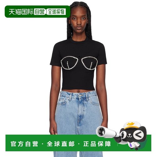 1h可退 潮奢 AREA 女士 黑色 Crystal Bustier Cup T 恤 0000T031