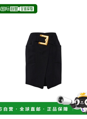 BALMAIN 女士短裤 HF1LBB22WC090PA CO 黑色 Wool skirt with buc
