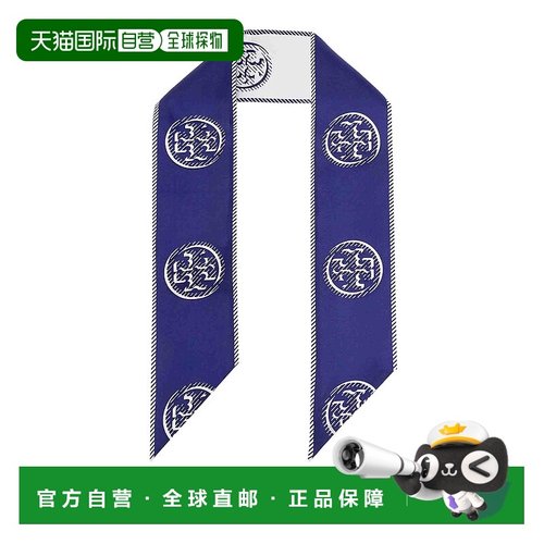TORY BURCH 女士围巾 174863400 CO 蓝色 Cravatta Medallion Log
