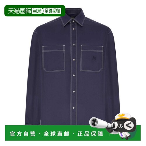 FENDI 男士衬衫 FS1368B162F0QA2 CO 蓝色 Cotton Shirt With Con