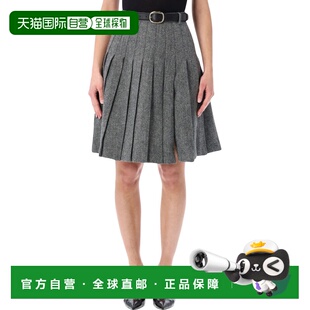 1h可退 潮奢 Self-Portrait 女士 人字纹褶裥中长半身裙 RS26038M