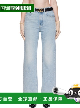 1h可退 潮奢 valentino 华伦天奴 女士 蓝色 Frayed Cuff 牛仔裤