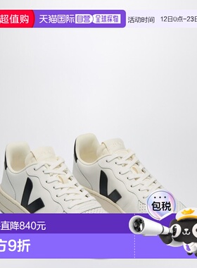 1h可退 潮奢 Veja 女士 V-10 黑色皮质运动鞋(白色) VI0220738LEW