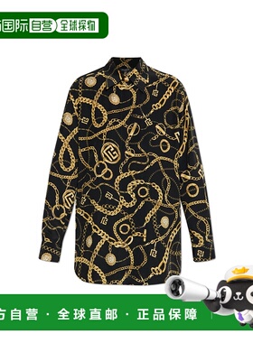 BALMAIN 女士衬衫 FF1HS435SF00EAD AW2025 黑色 Silk shirt with