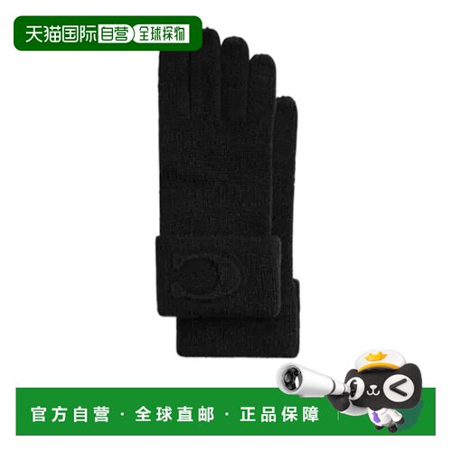 COACH 女士手套 CCM98BLK AW2025 黑色 标志性压纹针织手套