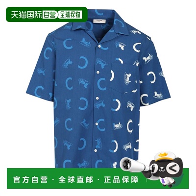 CELINE 男士衬衫 2C9463K51GDR0 SS2026 浅蓝色 BOWLING SHIRT TA