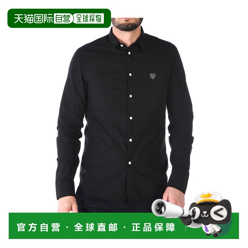 1h可退 KENZO 男士衬衫 1LA5CH200NER99 SS2022 黑色 排扣衬衫
