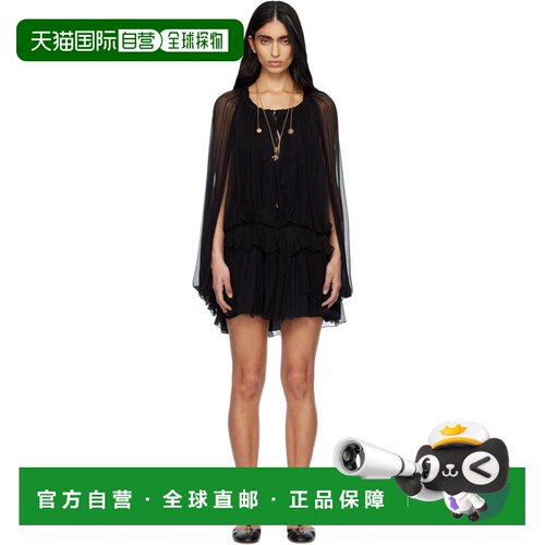 Chloe 蔻依 女士 黑色 Silk Mousseline Cape 连衣裙 CH26SRO02