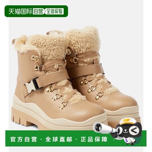 博格纳 bogner 女士 Arosa 1h可退 皮毛饰边皮质靴子厚底鞋 潮奢