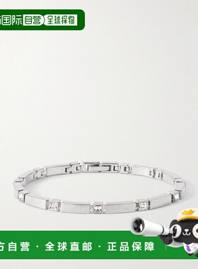 1h可退 潮奢 Saint Laurent 圣罗兰 男士 水晶装饰镀银手链 83854