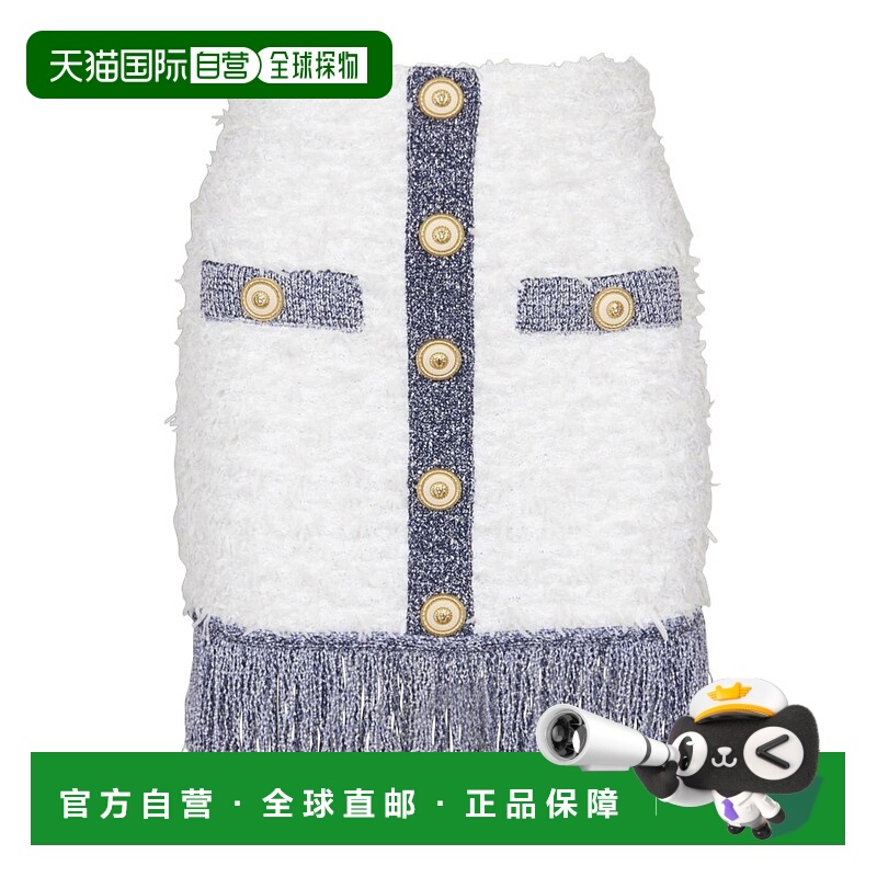 BALMAIN 女士半身裙 EF1LB294KH97GEH SS2025 白色 流苏花呢短裙