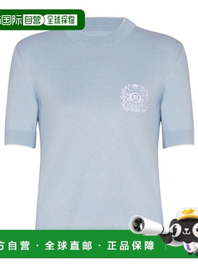 BALMAIN 女士针织衫 FF1KA115KI86SOM AW2025 蓝色 徽章刺绣针织